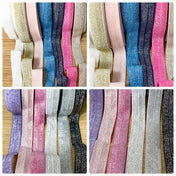 fold over elastic elastics ribbon ribbons glitter glittery foil foiled sparkly pretty craft supplies shop store crafts yard pink blue navy lilac gold silver white peach black pink