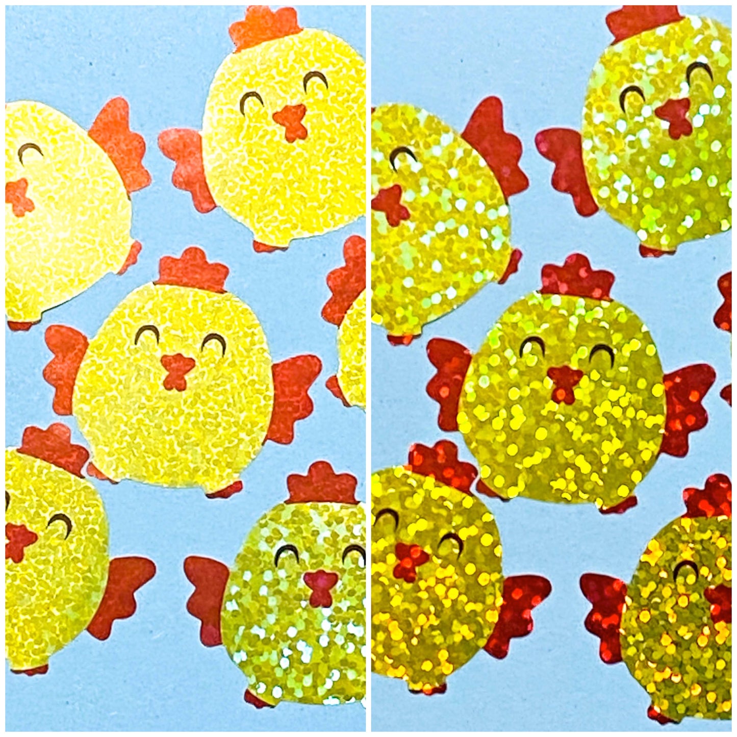 holo glitter foil foiled glittery sparkly easter spring large big jumbo sticker stickers seals seal packaging supplies uk cute kawaii chick chicks chicken carrot carrots bee bees bumble honey egg eggs rabbit rabbits bunny bunnies tulip tulips flower flowers
