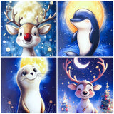 MOONLIT WINTER ANIMALS- Snowy Postcard SET of 4