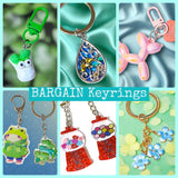 bargain keyring key ring rings chain clip clips charms bag charm reduced pocket money gift gifts uk cute kawaii cheap present metal acrylic balloon dog dogs animal