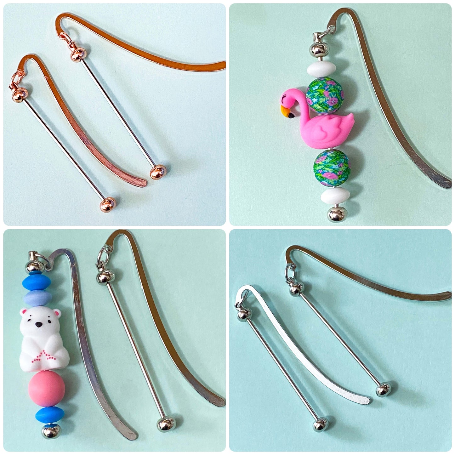rose gold copper metal beaded blank blanks base for bookmark bookmarks uk cute kawaii craft supplies stationery gift gifts shop store pretty present make your own jewellery supplies crafts silver tone silvery