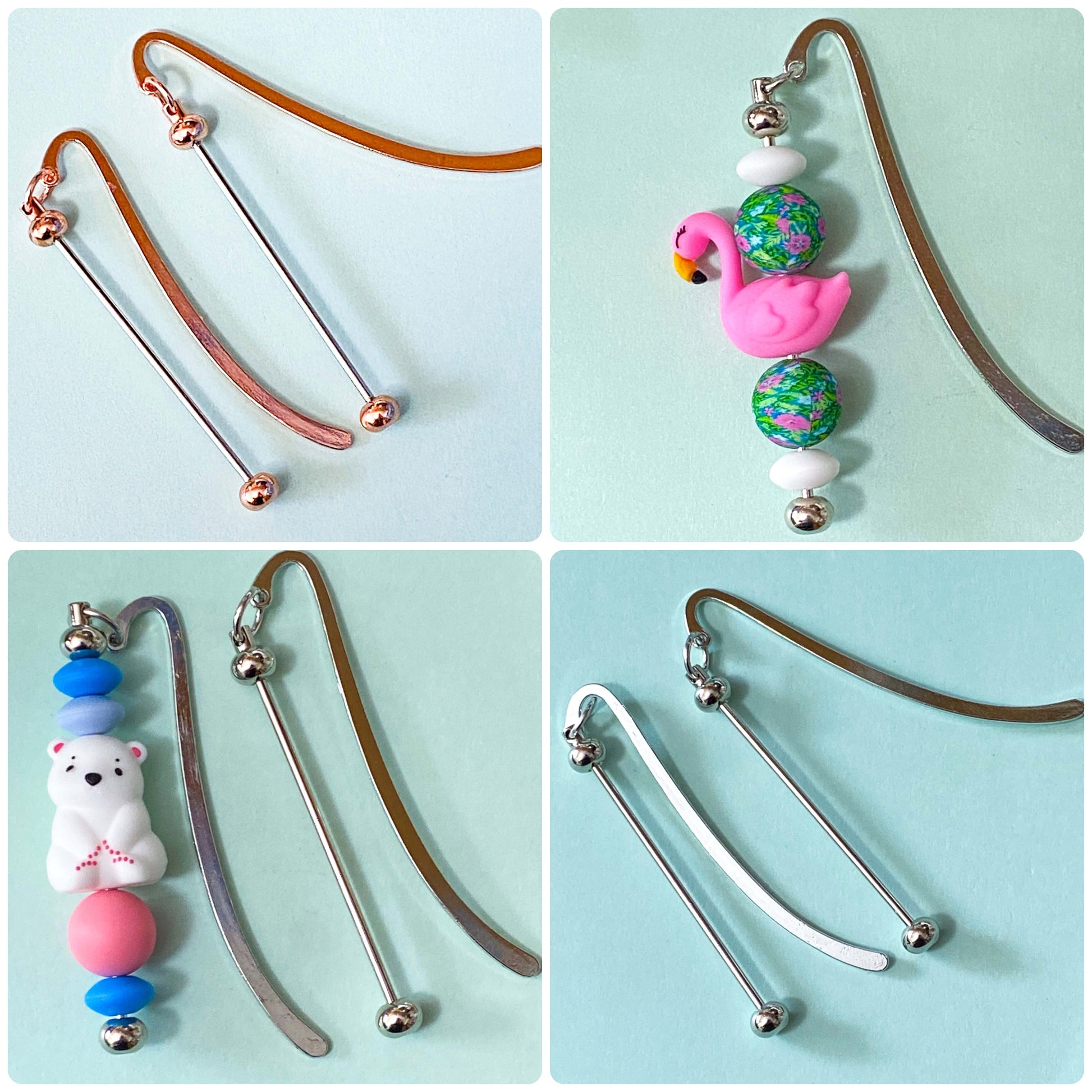 rose gold copper metal beaded blank blanks base for bookmark bookmarks uk cute kawaii craft supplies stationery gift gifts shop store pretty present make your own jewellery supplies crafts silver tone silvery