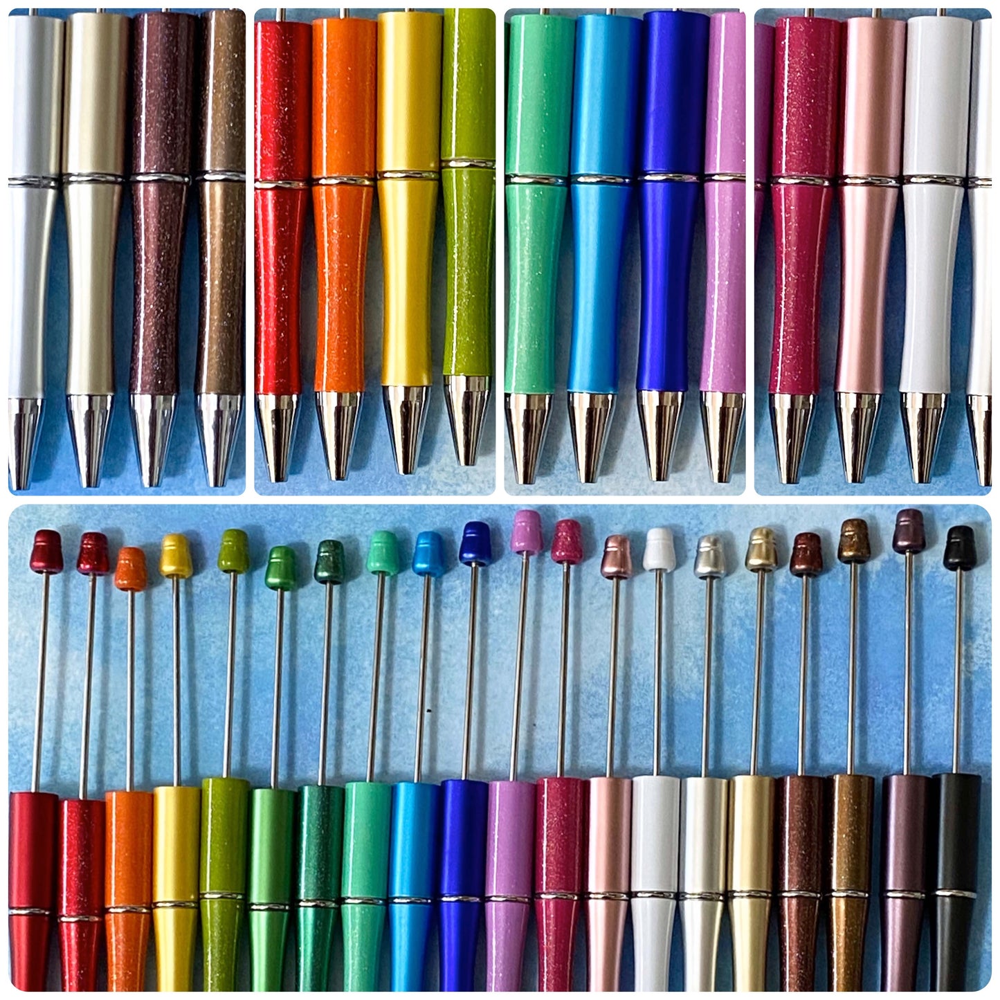 pen base bases blank blanks build your own pens beaded cute kawaii stationery gift gifts metallic pearl glitter glittery uk bright colours colourful