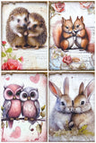 ROMANTIC FLORAL ANIMAL PAIRS Vintage Postcards SETS of 4
