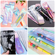 display bag bags cello long pen storage packaging supplies uk cute kawaii shop store pink lilac blue mint green stationery craft supplies big self seal resealable holo holographic pattern patterned heart heart black silver gold rose textured white pearlescent