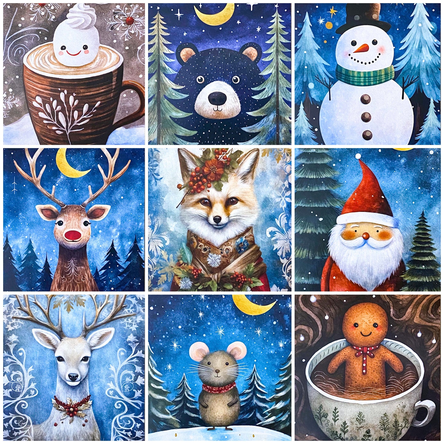 STARRY SKY FESTIVE POSTCARD Set of 3
