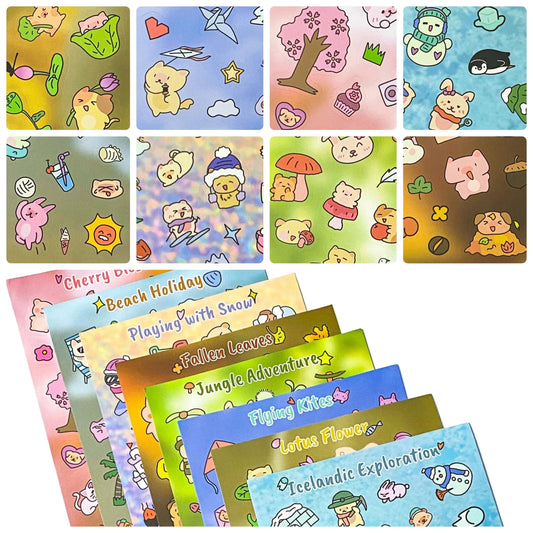 cute kawaii sticker stickers season seasons autumn winter spring summer stationery sheet sheets pack uk planner addict animal animals snow jungle cherry blossom bunny bear pig cat 