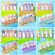sticky index tabs notes memos with cute animals on a blue background