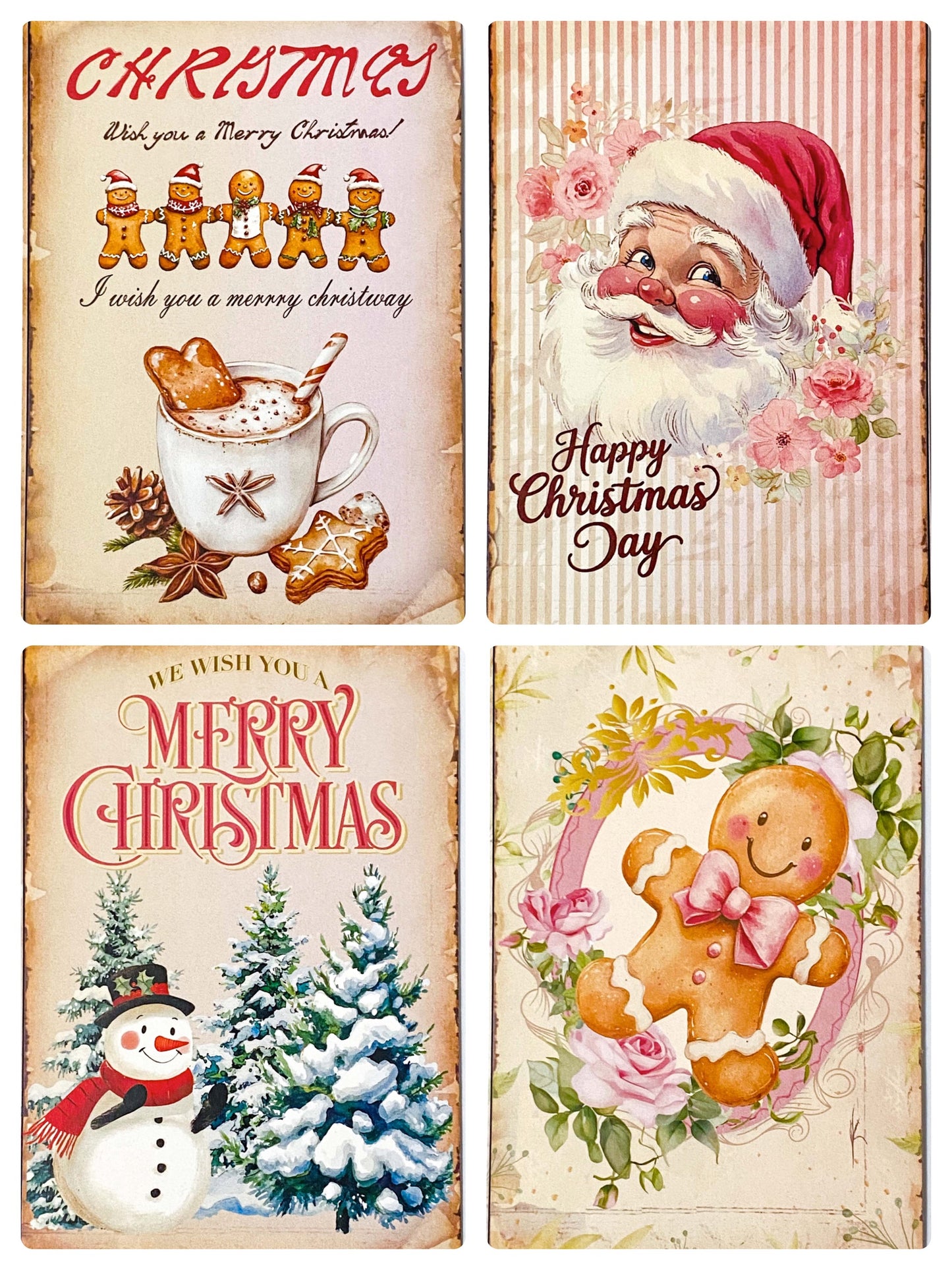pretty vintage retro feel vibe victorian traditional pink sepia brown postcard postcards christmas festive santa claus father tree snowmen snowman gingerbread man men truck tree hot chocolate cocoa pretty stationery card cards post uk planner addict supplies shop store.