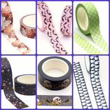 halloween washi tape tapes 10m rolls big long uk cute kawaii craft supplies stationery shop store pink bat bats ghost ghosts spooky floral dark black old foil foiled tapes autumn 