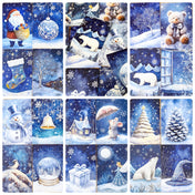 WINTER'S NIGHT- Dark Blue Snowy Postcard SET of 4