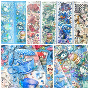 alice in wonderland holo foil foiled sticker stickers sheet clear plastic sheets red blue green black white cream peach shiny teacup teapot mushroom floral butterfly clock knave cards uk cute kawaii stationery planner supplies