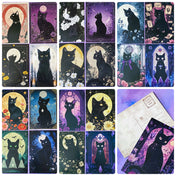 black cat cats postcard postcards post card cards uk cute kawaii stationery shop store witch magic magical planner supplies set of  pack bargain bundle lover lovers kitty