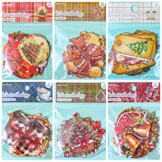 christmas festive die cut cuts card cardboard sticker stickers scrapbook scrapbooking card making supplies pretty red green tag tags pack of 20 motifs stationery shop store planner addict 
