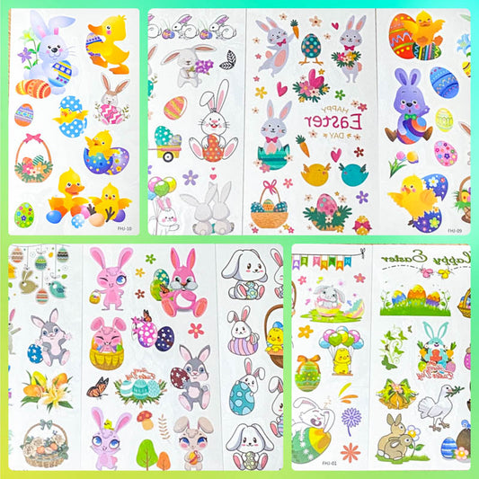 kid's easter temporary tattoo tattoos fun gift gifts spring bunny rabbit rabbits egg eggs flower fox chick nest happy uk cute kawaii gift gifts for children kids