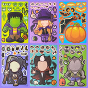 large big kids build a character monster halloween picture sticker stickers sheet uk cute kawaii fun gift gifts stationery children witch frankenstein monster pumpkin pirate death grim reaper mummy vampire werewolf wolf wolves ghost ghosts 