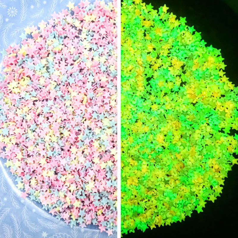 glow in the dark star sprinkle sprinkles stars pastel colours pretty bright green yellow fimo uk cute kawaii craft supplies bundle bundles