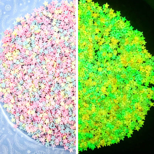 glow in the dark star sprinkle sprinkles stars pastel colours pretty bright green yellow fimo uk cute kawaii craft supplies bundle bundles