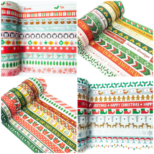 narrow 10m christmas festive washi tapes tape slim skinny cute kawaii stationery uk