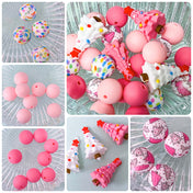 pink and white christmas fir tree trees festive winter silicone bead beads uk cute kawaii craft supplies beaded pen pens make your own jewellery supplies pretty pastel jumbo large big beads pattern patterned