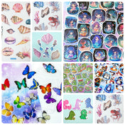 large sticker bargain bundle set of laptop and translucent washi paper sticker sheets