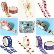 uk washi tape tapes roll rolls 10m 10 metre cat cats kitten kitty dog dogs puppy puppies cute kawaii stationery owl owls pumpkin halloween foil long pretty spooky black cat moon 