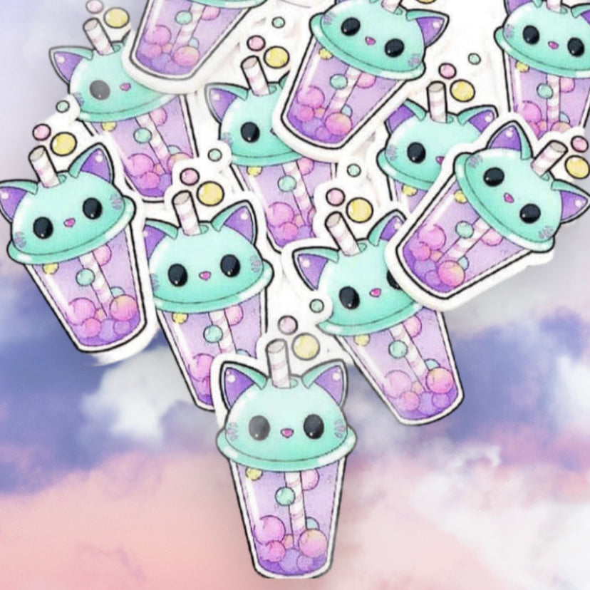 kitty cat drinking cup acrylic fb flat back flatback cute kawaii cats uk pink food drink drinks mug craft supplies planars acrylic fbs lilac purple turquoise blue