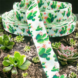 75% OFF Cacti Cactus Plants & Pink Flowers Grosgrain Ribbon 22mm