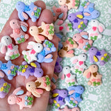 large big easter bunny bunnies and flower flowers floral resin fb flat back flatback flatbacks resins uk cute kawaii craft supplies spring pink blue lilac purple white peach rabbit rabbits embellishment embellishments craft shop