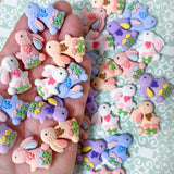 large big easter bunny bunnies and flower flowers floral resin fb flat back flatback flatbacks resins uk cute kawaii craft supplies spring pink blue lilac purple white peach rabbit rabbits embellishment embellishments craft shop