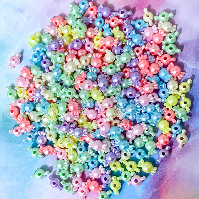pearl pearly sweet sweets bead beads candy colours easter spring springtime craft crafts supplies uk cute kawaii pretty 14mm medium pink blue purple lilac white green mint turquoise yellow bundle set