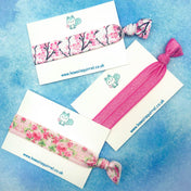 HALF PRICE Single Elastic Hair Tie - Pink & Floral #1