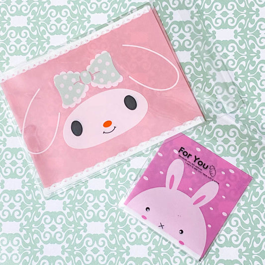 easter spring time cute kawaii bunny puppy rabbit cello vellophane packaging bag bags supplies pink for you big small gift wrapping packet large little uk stationery supplies dog dogs rabbit rabbits