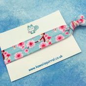 Single Elastic Hair Tie - Pink & Blue Blossom #14