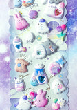 puffy sticker stickers sheet jumbo large big raised gem gems jewel jewels sparkly animal animals uk cute kawaii stationery animal pink bags drink flower flowers floral spring ghosts star cake balloon ghost bunny rabbit cat pretty chunky