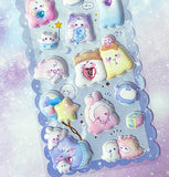 puffy sticker stickers sheet jumbo large big raised gem gems jewel jewels sparkly animal animals uk cute kawaii stationery animal ghost star balloon bunny rabbit sheep seal cat mermaid penguin fish pretty chunky