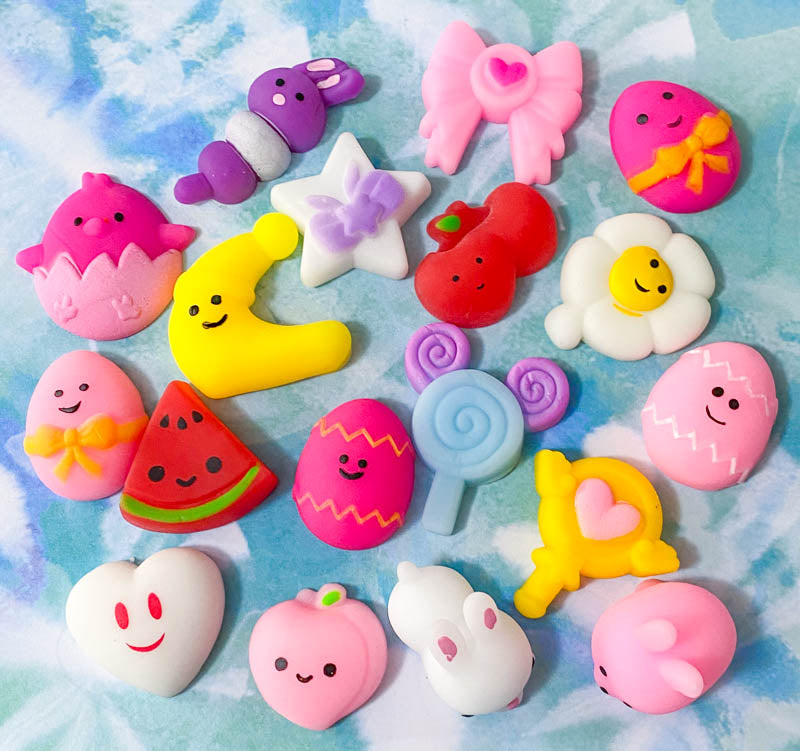 easter spring gifts present pink white yellow red fruit egg eggs chick bunny rabbit rabbits pocket squishy squishies play toy fidget stress relief  an stocking fillers uk cute kawaii gift gifts shop
