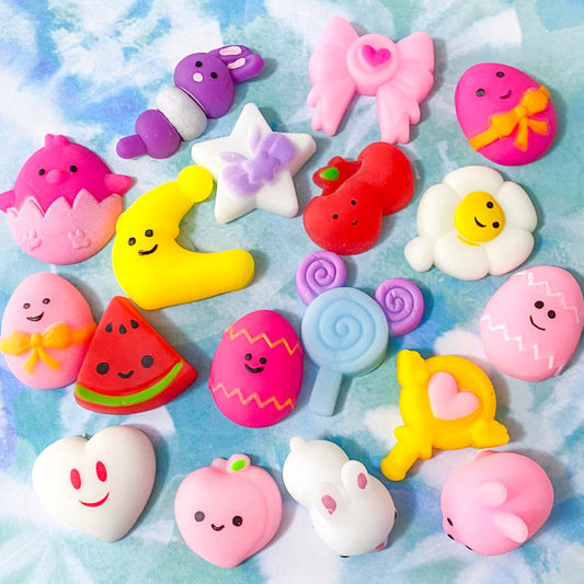 easter spring gifts present pink white yellow red fruit egg eggs chick bunny rabbit rabbits pocket squishy squishies play toy fidget stress relief an stocking fillers uk cute kawaii gift gifts shop