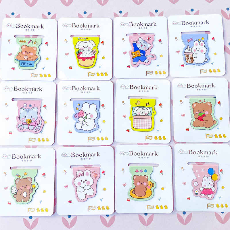 cute kawaii sweet magnetic bookmark bookmarks animal animals spring gift gifts uk stationery present easter bunny rabbit rabbits bear bears white brown cat cats kitty