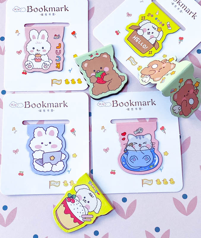 cute kawaii sweet magnetic bookmark bookmarks animal animals spring gift gifts uk stationery present easter bunny rabbit rabbits bear bears white brown cat cats kitty