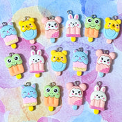 spring animal cute kawaii resin charm pendant charms silver tone hook cat cats blue green frog yellow bear pink mouse white rabbit bunny lolly lollipop lollipops candy sweets resins uk shop crafts supplies fun 
