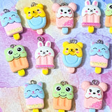 spring animal cute kawaii resin charm pendant charms silver tone hook cat cats blue green frog yellow bear pink mouse white rabbit bunny lolly lollipop lollipops candy sweets resins uk shop crafts supplies fun