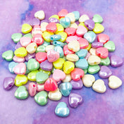 pearly pearl iridescent acrylic heart bead beads ab pretty bundle pastel colours 11mm hearts uk cute kawaii craft crafts supplies