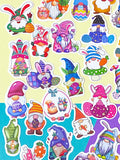 gnome laptop sticker stickers cute kawaii easter spring bunny gnomes gonk gonks pretty colourful fun little stationery pack uk cute kawaii gift gifts springtime egg eggs rabbit rabbits flower flowers