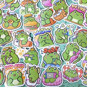 frog frogs big large glossy laptop sticker stickers pack set uk cute kawaii stationery gift gifts green happy pretty fun spring present