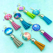 75% OFF Large Glass Cabochon Tassel Planner Charm Clip- Mermaid Scales (B) #P66