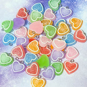 FROSTED HEART Silver Tone Resin Charm 18mm