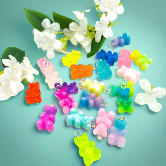 GUMMY BEAR Resin Charm 20mm PAIR of Charms