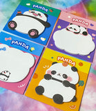 panda sticky note notes memo memos kawaii cute stationery uk gift gifts pink lilac blue green orange yellow bright colours white black