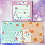 pink lilac turquoise white rabbit rabbits bunny bunnies memo notepad notebook to do list lists pad gift gifts spring easter cute kawaii uk stationery supplies shop